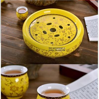 BỘ ẤM CHÉN 2 LỚP HOA DÂY